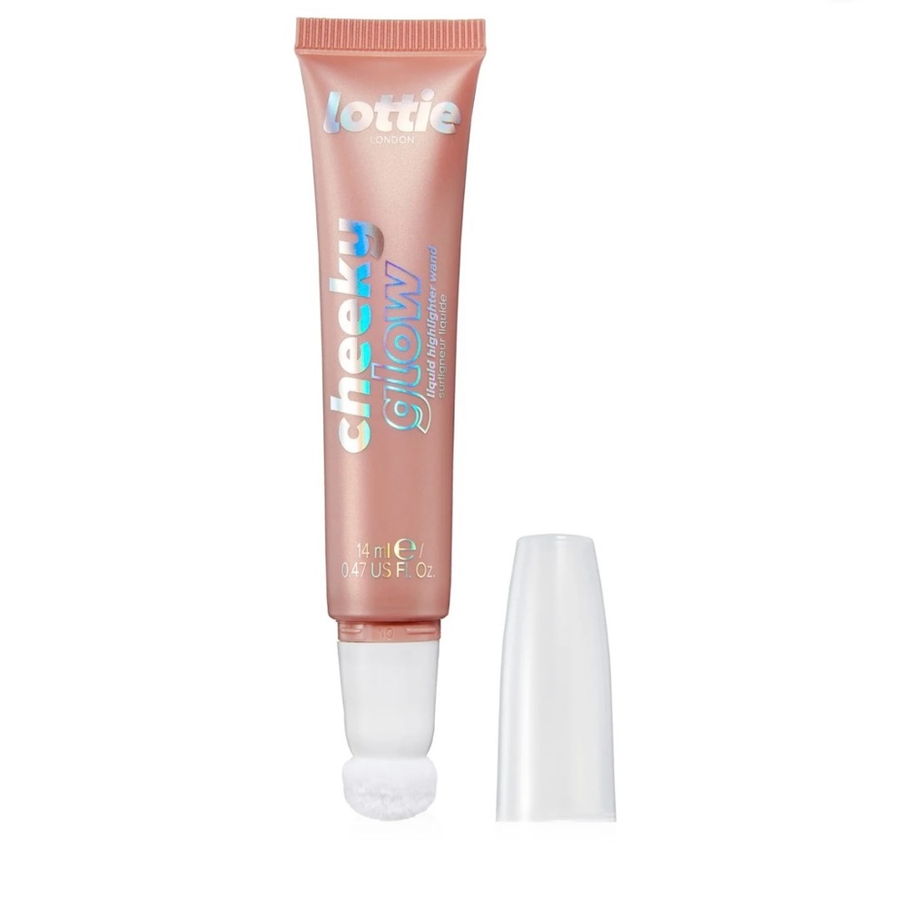 Lottie London Cheeky Glow Liquid Highlighter Wand, Peach Bellini, 0.47 fl oz